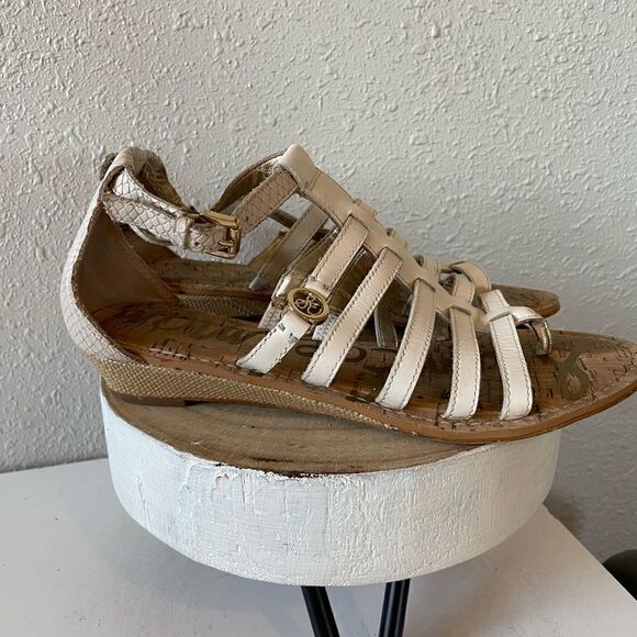 Sam Edelman White Leather Gladiator Sandals Size 7.5M - Picture 5 of 9